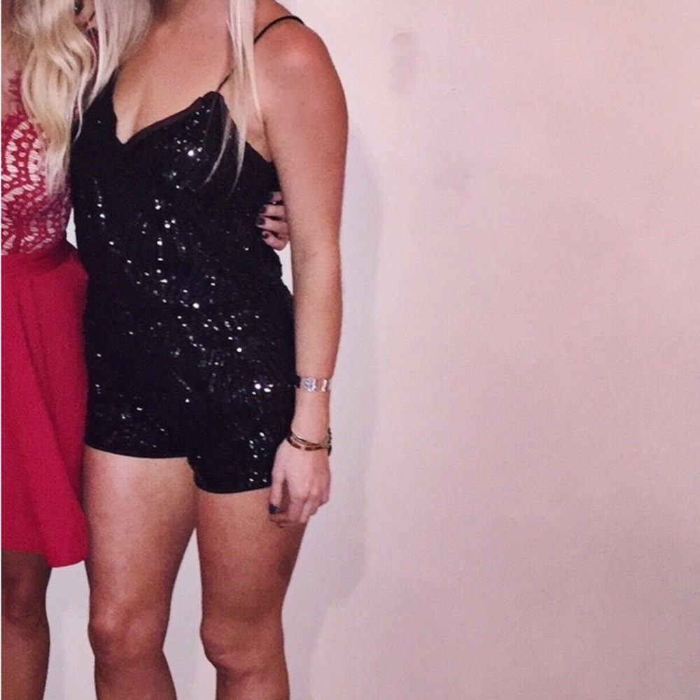 Saylor Shelby Romper Black Sequin size extra small